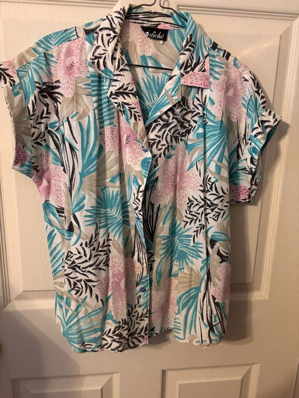 Caliché Vintage 80s Tropical Floral Button Up Shirt